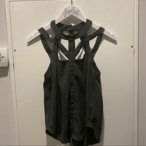 ASTR Dark Green Strappy Round Hem Top